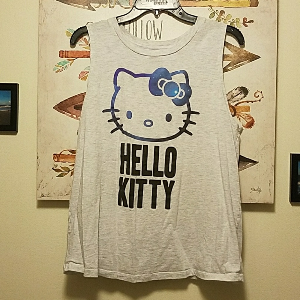 Galaxy/Grey Hello Kitty Muscle Tank